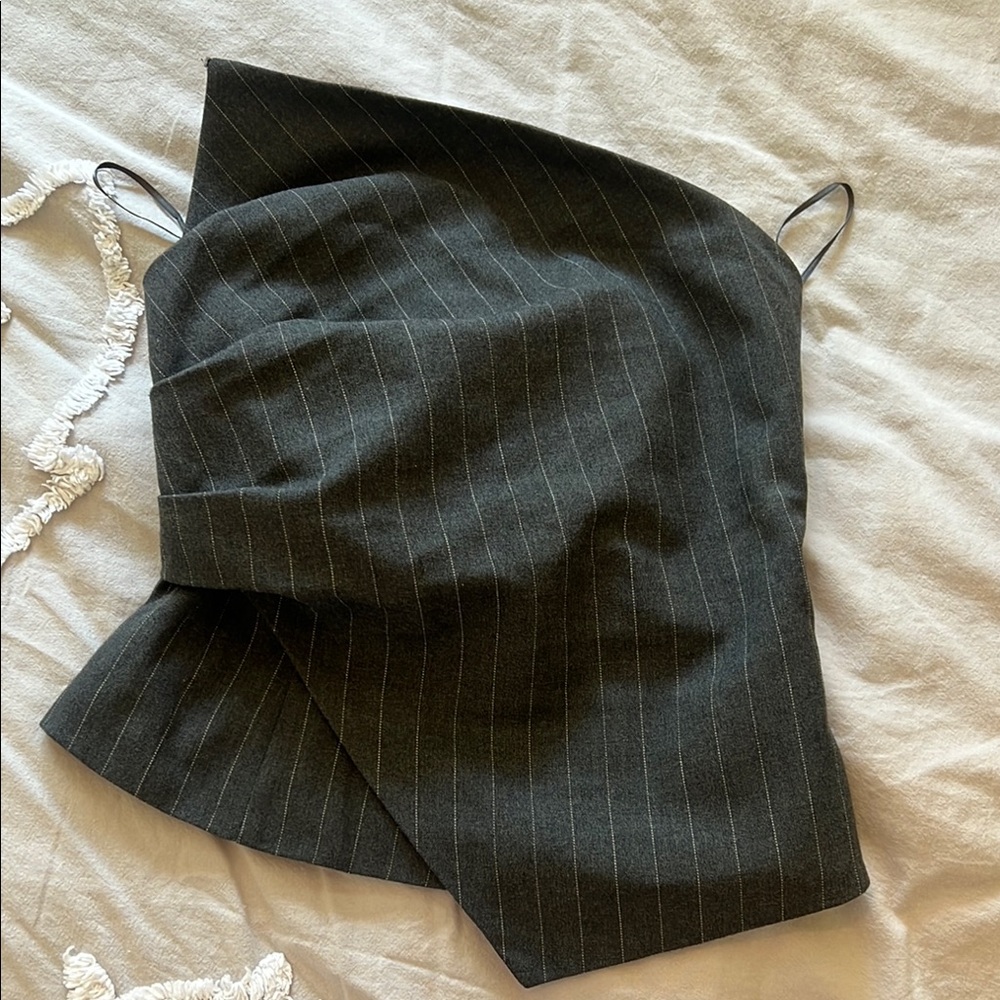 Zara Gray Pinstripe Top
